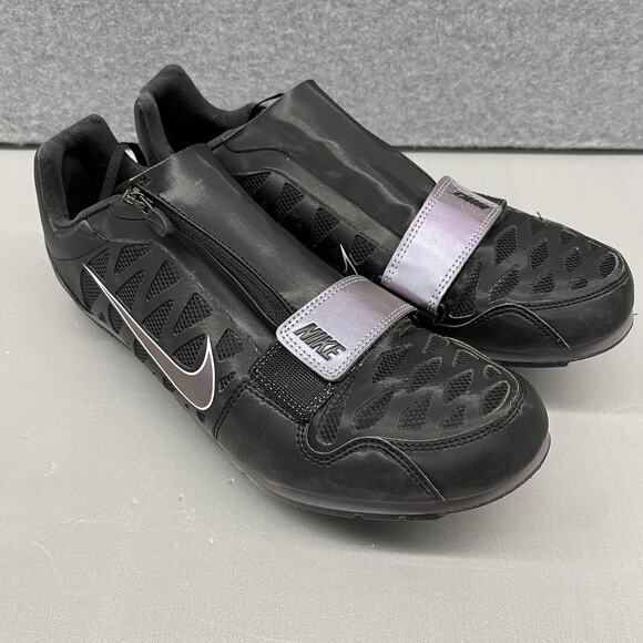 Nike Zoom LJ 4 Track Field Long Jump Shoes Mens 11.5 Black Silver Spikes cleats - Picture 1 of 10
